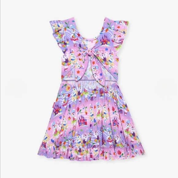 Posh Peanut Lisa Frank Ballerina Bunnies Tie Back Ruffled Twirl Dress 3T/4T BNIB - Picture 4 of 6